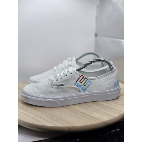 Vans Shoes - Womens Size 10 - Vans Authentic Low White X Enron Walking Skate Shoes Sneakers